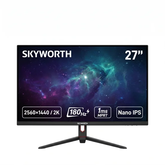 Skyworth 27G5QHP 27" QHD Fast IPS Gaming Monitor, 180Hz, 1ms, USB-C, DisplayPort 1.4, Dual HDMI, Height Adjustable Stand, VESA 100x100