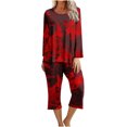 thumbnail image 2 of Ensembles d'Entraînement pour Femmes Imprimé Halloween Col Rond Manches Longues Ensemble de Pyjamas Confortable pour la Maison Ensemble de Sport Ensembles de Sueur pour Femmes 2 Pcs en Liquidation, 2 of 5