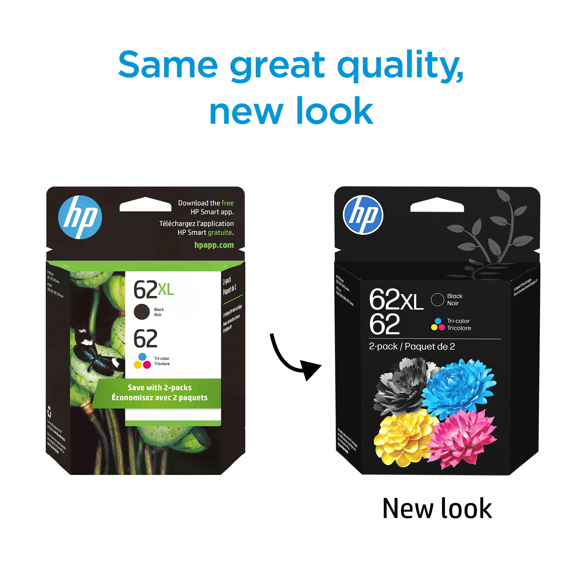 HP 62 Clr/62XL Blk Ink Crtg Combo 2-Pk