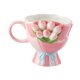 thumbnail image 3 of Taza de café con tulipanes, taza de desayuno con asa cómoda, regalo de inauguración de la casa, de té única, de jugo y leche para hotel, oficina, Rosa, 3 of 8