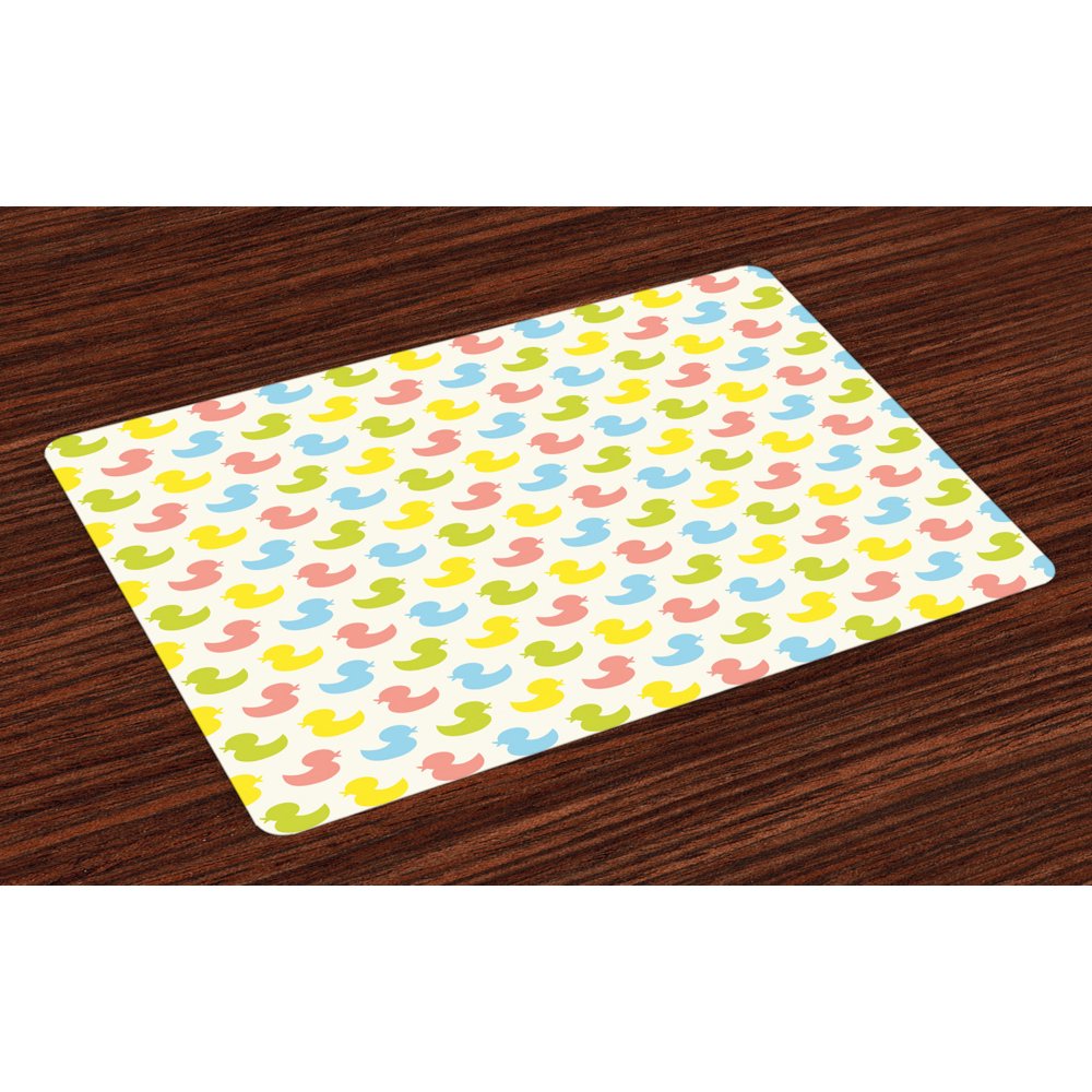 Rubber Duck Placemats Set of 4 Colorful Ducklings Baby Animals Theme