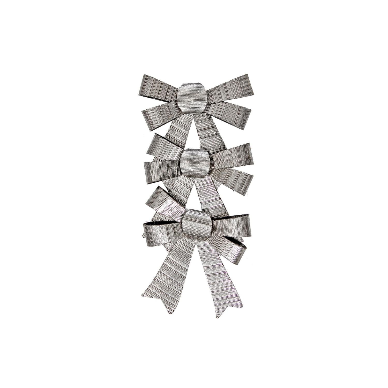 3Pc Shiny Bows (Silver) - Set of 6