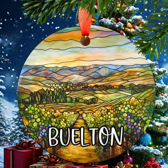 Buelton California Christmas Ornament, Ceramic, Acrylic - Travel Souvenir, Tree Hanging, Vacation Keepsake 2025, Traveler Gift, Collector’s Piece, Holiday Tree Decoration