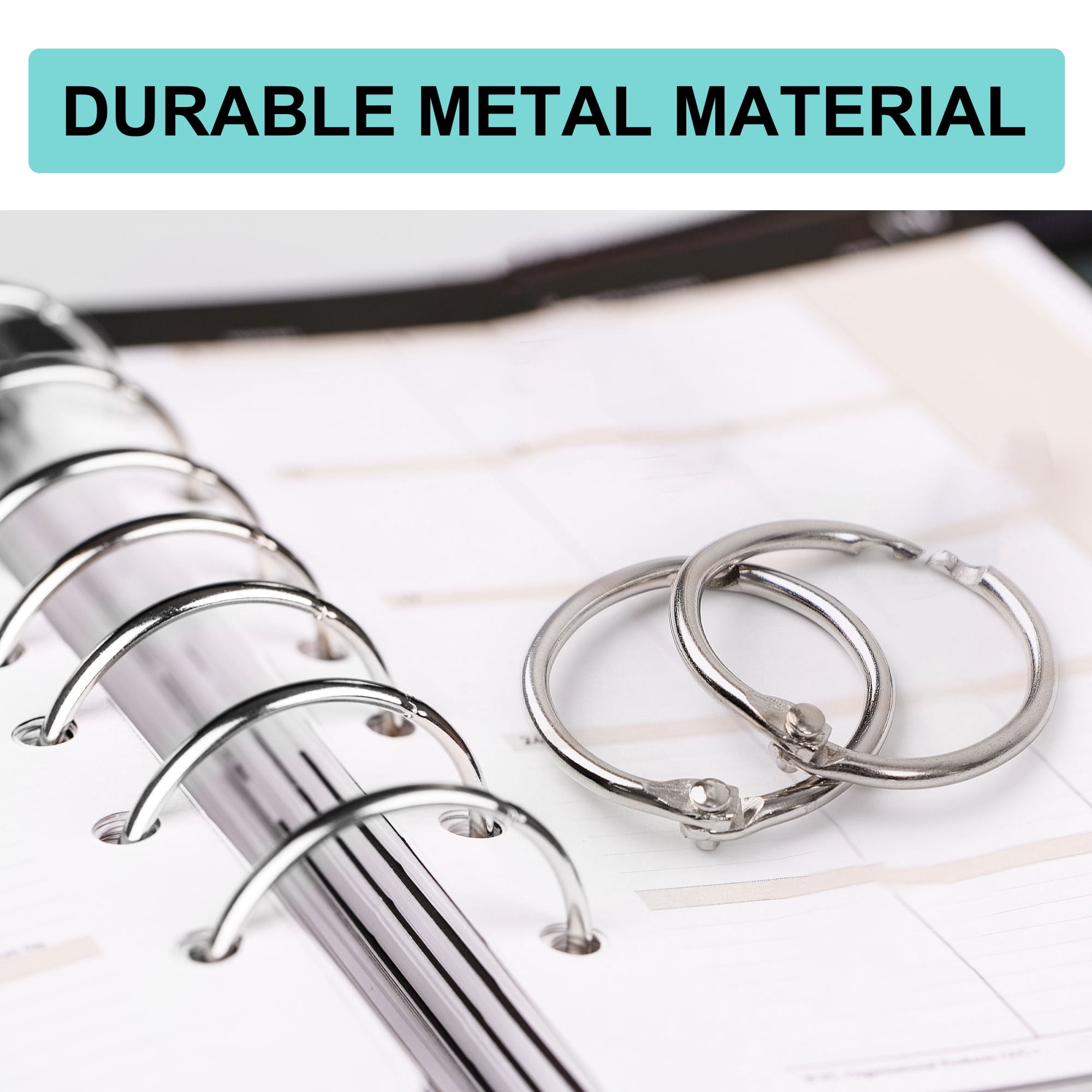 Unique Bargains 20 Pcs 20x2mm Metal Loose Leaf Binder Ring Book Rings for Flash Cards