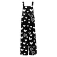 thumbnail image 6 of Women's Valentine's Day Overalls Cute Heart Print Sleeveless Straight Leg Jumpsuits Baggy Trendy Fashion Valentine Rompers with Pockets, 6 of 7