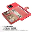 thumbnail image 5 of iPhone 12 Pro Max Wallet Case, Shockproof Rubber Card Holder Wallet PU Leather Back Phone Case Kickstand Protective Scratch Hybrid Bumper Shell for Apple iPhone 12 Pro Max 6.7 inch, Red, 5 of 7