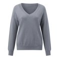 thumbnail image 7 of Cardigan Sweaters for Women Casual Solid Color Long Sleeve V-Neck Loose Knit Pullover Fall Outwear,Grey,M, 7 of 7