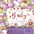 thumbnail image 5 of Strawberry Baby Shower Backdrop, Pink Strawberry Flower Girl Baby Shower Party Decorations Background, A Berry Sweet Baby is On The Way Photography Banner Party Supplies Cake Table Decorations,7X5ft, 5 of 5