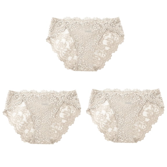 SBYOJLPB Women Sexy Lace Underwear Comfortable and Slim Hollowed Out Solid Panties Briefs White 10(XL)