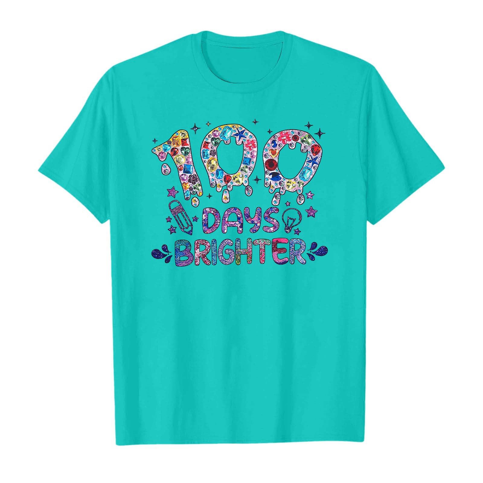 Kids Girls 100th Day Of School Shirt VNeck Regular Fit Breathable