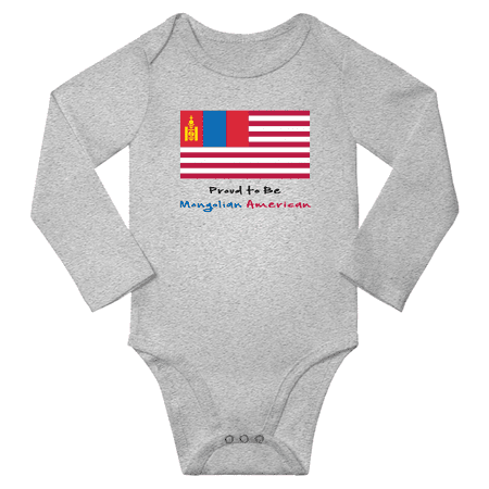 

Proud to be Mongolian American Baby Long Slevve Jumpsuits (Gray 6-12 Months)