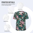 thumbnail image 3 of Zufioo Rose Flowers Print Men's Baseball Short Sleeve, Moisture Wicking Button-Down Hip Hop Tee-3X-Large, 3 of 7