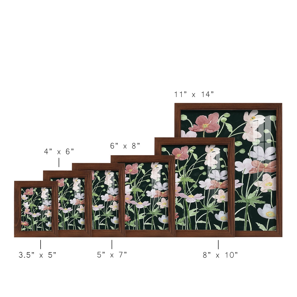 Anemone Dance III -Framed Print w/glass-Chestnut