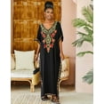 thumbnail image 6 of Edolynsa Bohemian Kaftan Dress Floral Embroidered Black Casual Dress Plus Size Beach Cover Up, 6 of 7