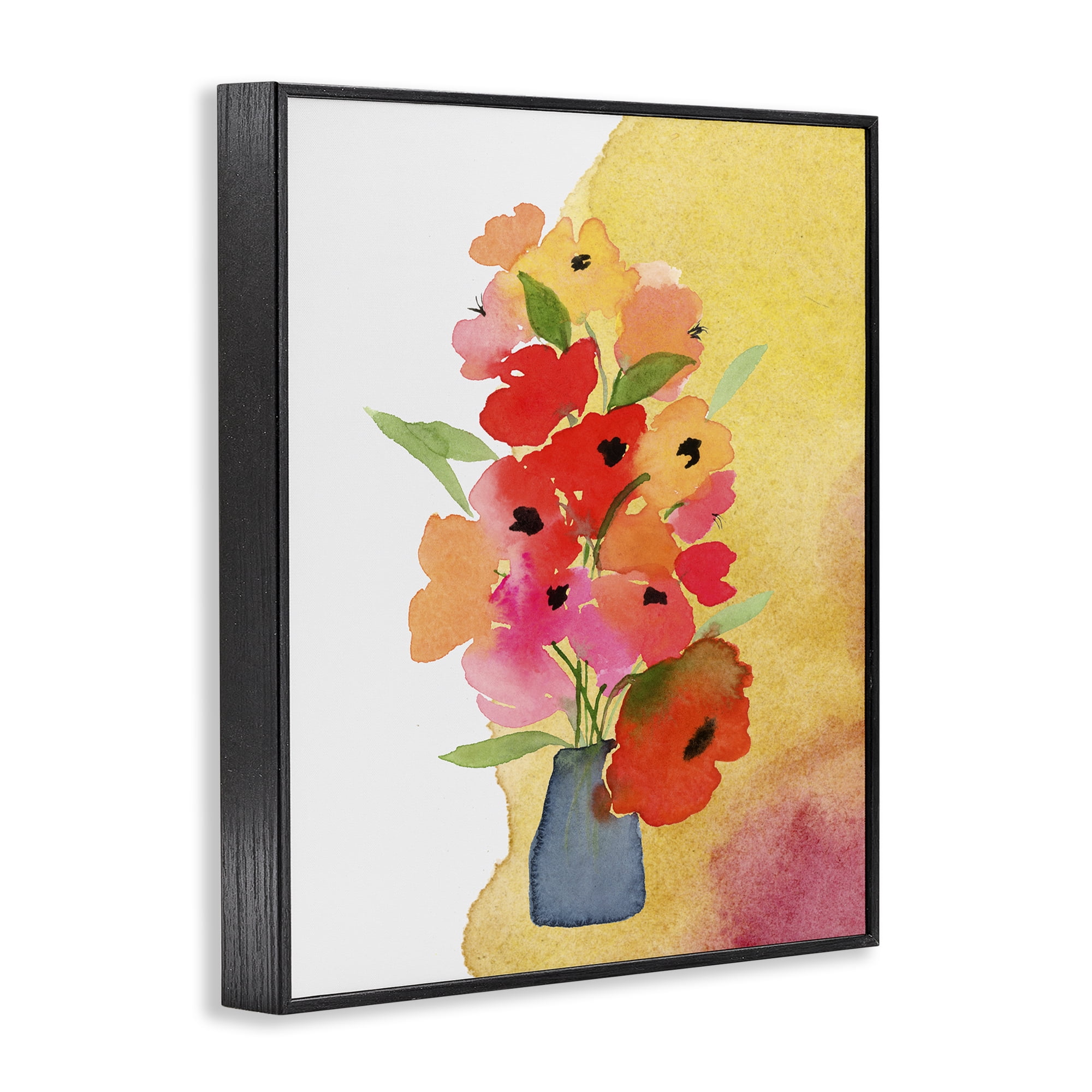 Stupell Industries Bright Abstract Florals Botanical & Floral Painting Black Framed Art Print Wall Art, 16 x 20