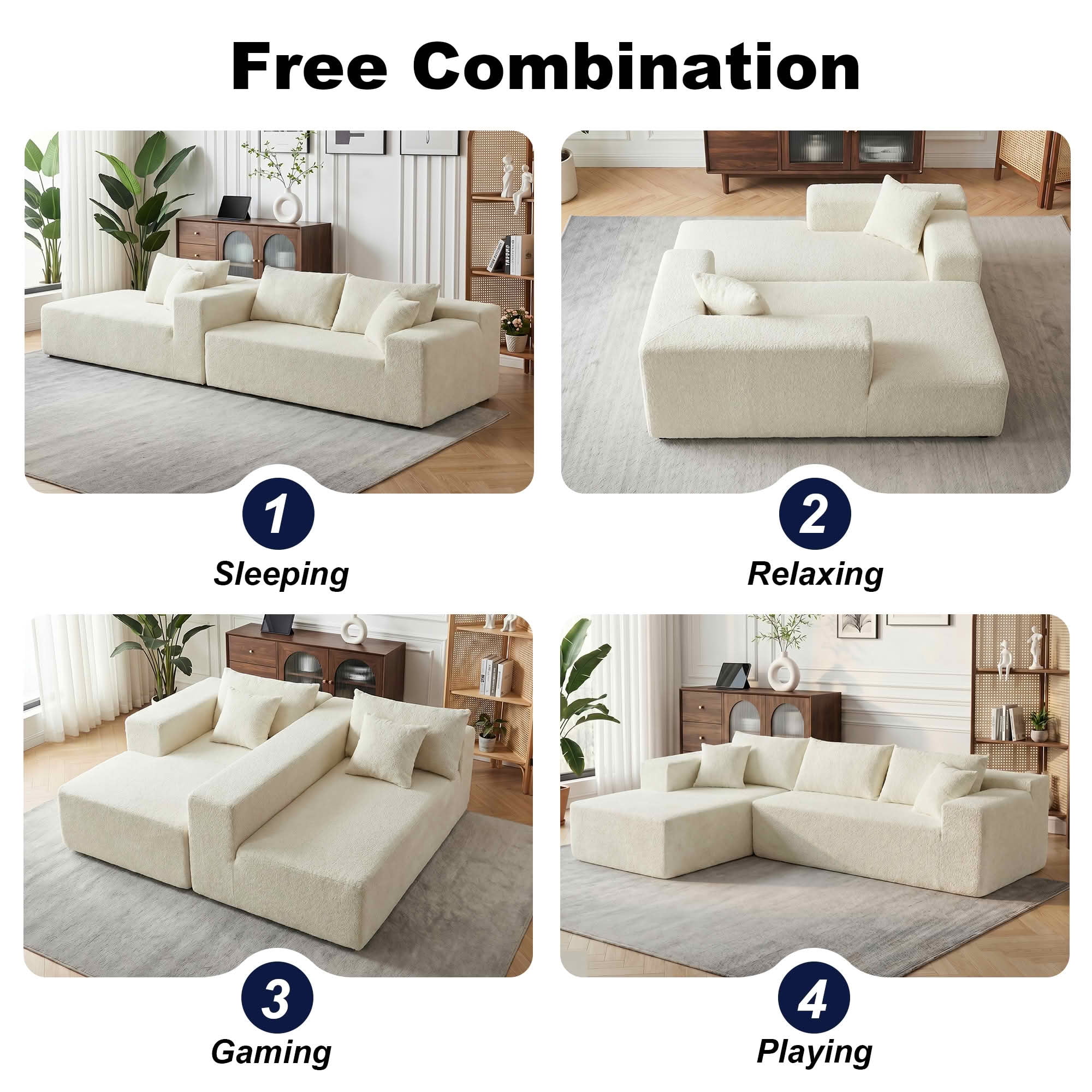 MAYEERTY 104" Cloud Sectional Couch with L-Shape Chaise, Modern Modular Sofa with Deep Seat, Upholstered Couches with Back Cushion for Living Room Bedroom, No Assembly Required