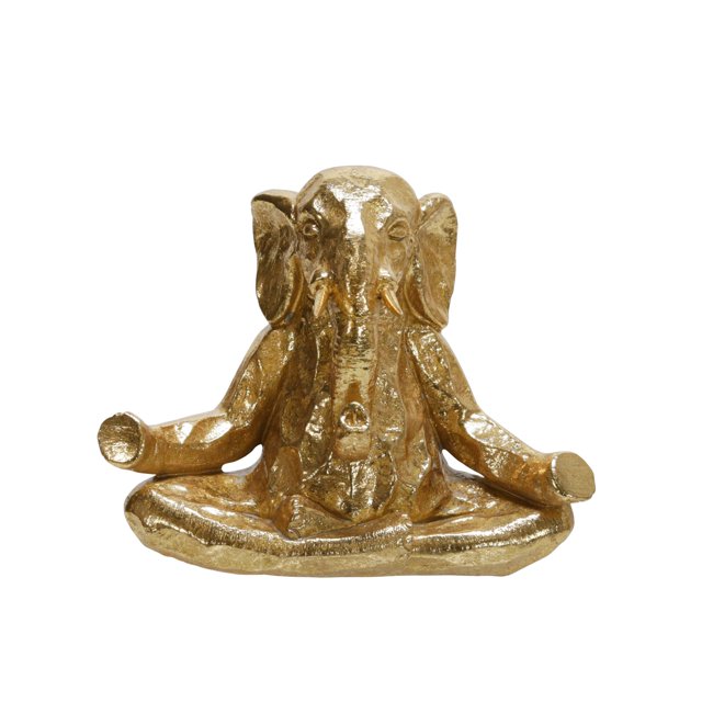 Sagebrook Home 14452-01 Éléphant en Polyrésine 8" Méditant, Or