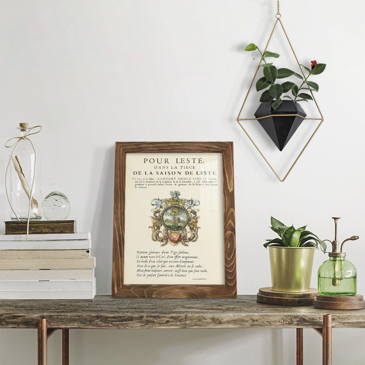 Printed Embellished Bookplate VI - Framed Print w/glass - Walnut