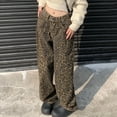 thumbnail image 4 of LbsKUS Leopard Print Jeans for Women Oversized Wide Leg High Waisted Denim Pants Hip Hop Y2k Pant Vintage Baggy Trousers No Belt,Khaki,XL, 4 of 8