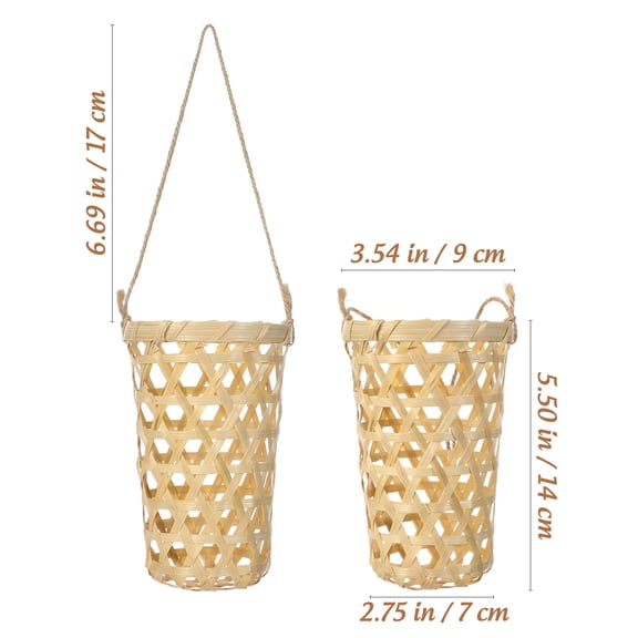 Pretyzoom 2pcs Hanging Orchid Planter Wicker Flower Basket Beige for Garden Decor