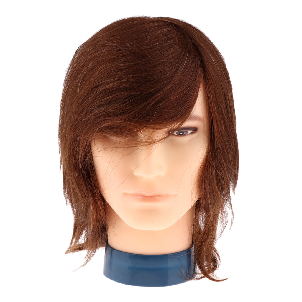 10'' Brown Male Head Hair Hairdressing Styling Mannikin