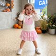 thumbnail image 2 of Yuncity Girls 2 Piece Outfit Set Fall Winter Peter Pan Collar Pumpkin Embroidery Long Sleeve Top Tiered Ruffle Skirt Holiday Party Clothes Size 18-24 Months, 2 of 7
