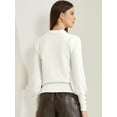 thumbnail image 4 of DARING DIVA Ribbed Long Sleeve Turtleneck Stretch Knit Sweater Top M White, 4 of 6