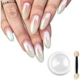 thumbnail image 1 of Polvo de uñas de cromo blanco perlado mágico, polvo de uñas con purpurina sólida, concha de hada, polvo de manicura holográfico, hielo transparente, pigmento de aurora lunar con demasiado, 1 of 5