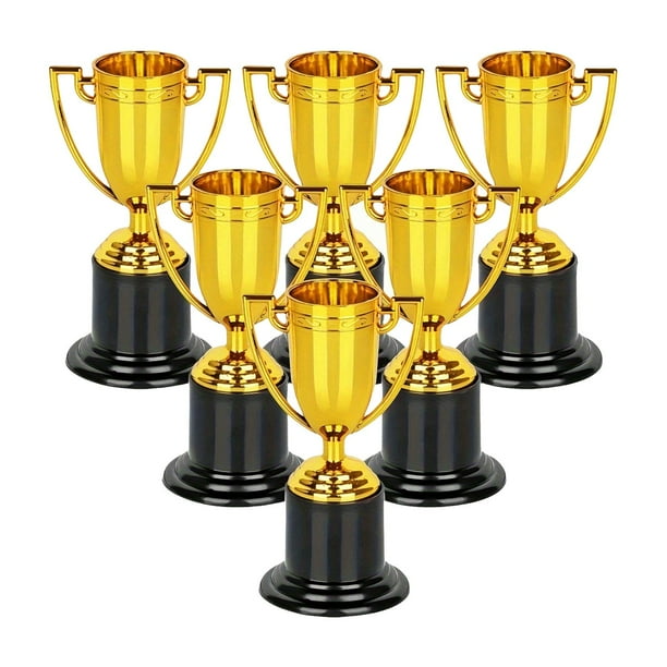 Trofeos de 6 piezas para niños, trofeos de para adultos, trofeos de moda y divertidos con base redonda para ceremonias de premiación
