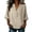 Beige, variant on Womens Tops 3/4 Sleeve Turn down Collar T-Shirts Casual Loose Summer Plain Dailywear Basic Tops