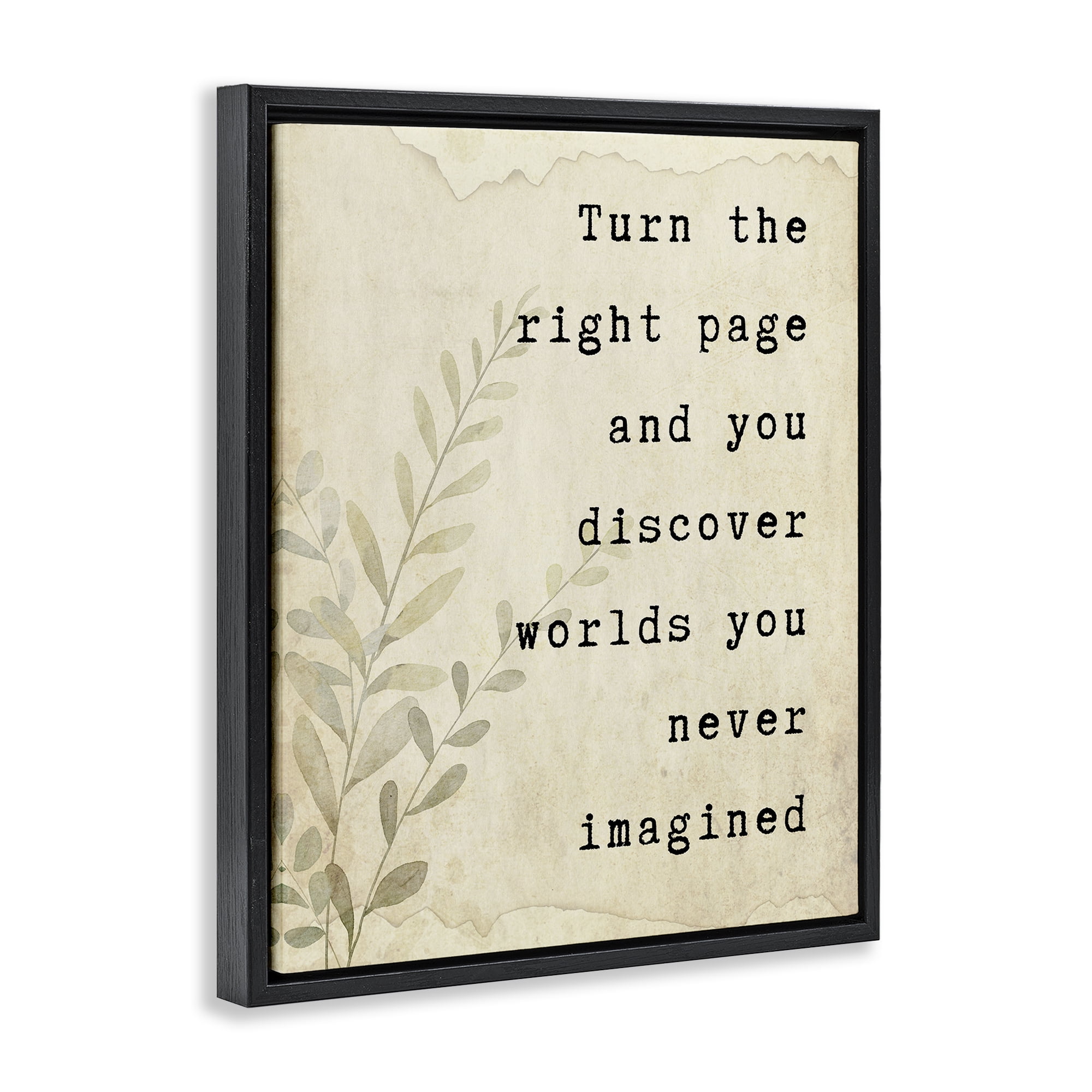 Stupell Industries Literary Wonders Quote Black Framed Floater Canvas Wall Art, design by Julia Frost