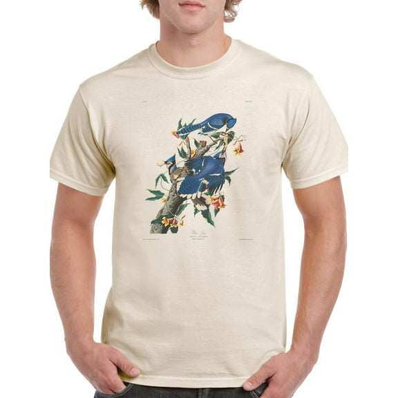 Blue Jay T-Shirt Men -John James Audubon Designs, Male Medium