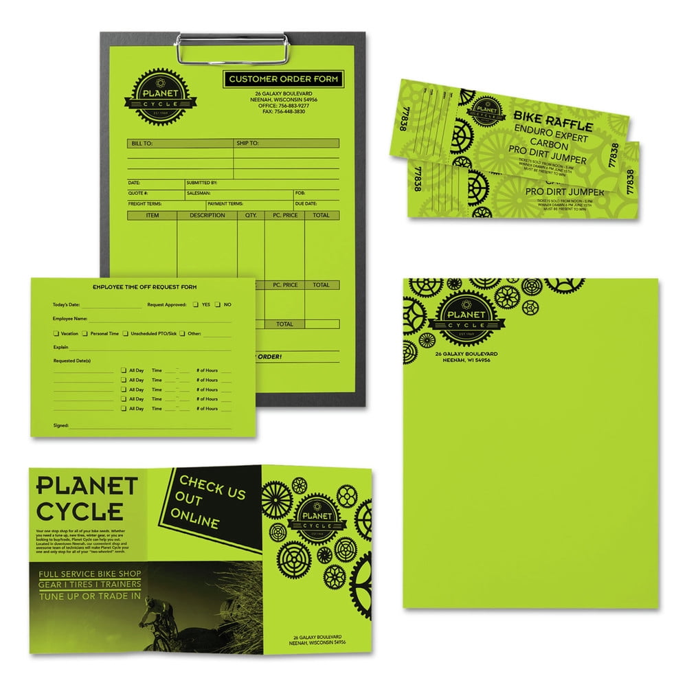 Neenah Astrobrights Bright Color Paper, 8 1/2in. x 11in., 24 Lb, FSC Certified, Terra Green, Ream Of 500 Sheets, 21588
