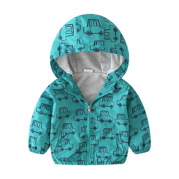 FRSASU Kids Clothing Clearance,Toddler Baby Grils Boys Car Print Jacket Zipper Hooded Windproof Coat