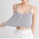 thumbnail image 5 of Puntoco Camisetas ajustadas para mujer Camiseta sin mangas con botones y cordón umbilical expuesto para mujer Camiseta sin mangas con cuello redondo y color liso, 5 of 5