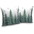 thumbnail image 5 of Winter Forest Throw Pillow Covers Pine Tree Snowflakes Pillow Case Home Decor Green Snow Scenery Pillow Covers 20x20 Inch Set of 2 Farmhouse Seasonal for Sofa Couch Bedroom, 5 of 6