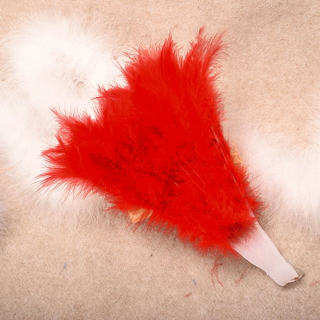Éventail à Main Pliant Élégant de Danse de Showgirl de Mariage avec Grande Plume Décorative Rouge
