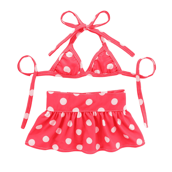 Small Dog Bikini,Summer Pet Swimsuit Puppy Bathing Dress Beach Clothes, Hawaiian Party Pet Costume Outfit for Puppy Cat Kitten Pink Polka Dots M
