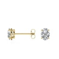 thumbnail image 5 of JeenMata 4 Prong 2.5 Carat Oval Cut Moissanite Solitaire Stud Earrings In 18K Yellow Gold Plating Over Silver, 5 of 6