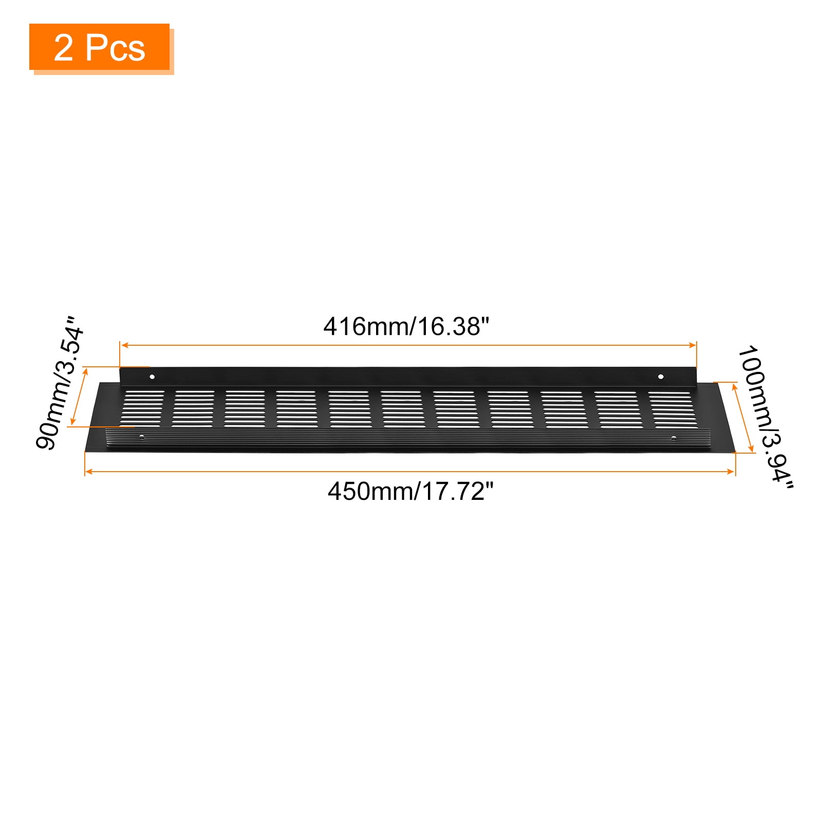 2Pack Rectangle Ventilation Grille Aluminum Alloy Mesh Air Vent Cover, 450x100mm