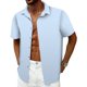 thumbnail image 2 of Camisa Mizvsitrd a rayas para hombre con botones de manga corta azul, 2 of 5