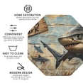 thumbnail image 3 of Naloa Wood Grain Shark Leather Coasters for Drinks, Durable Drink Coasters 4 Set for Tabletop Protection, Luxurious Home Décor and Housewarming Gift ( {designName})Octagon, 3 of 6