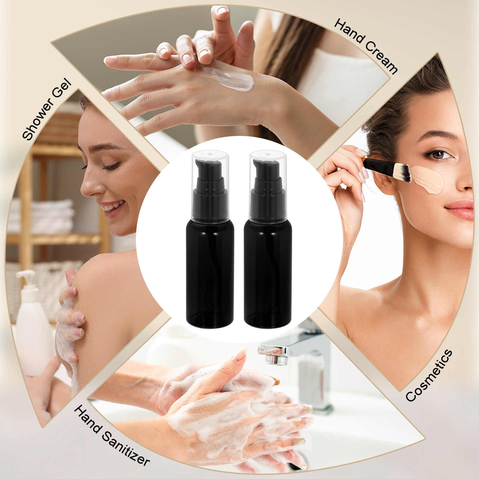 Uxcell 10Pcs Travel Pump Bottle, Empty Pump Bottle Dispenser, 1.7oz Black Black