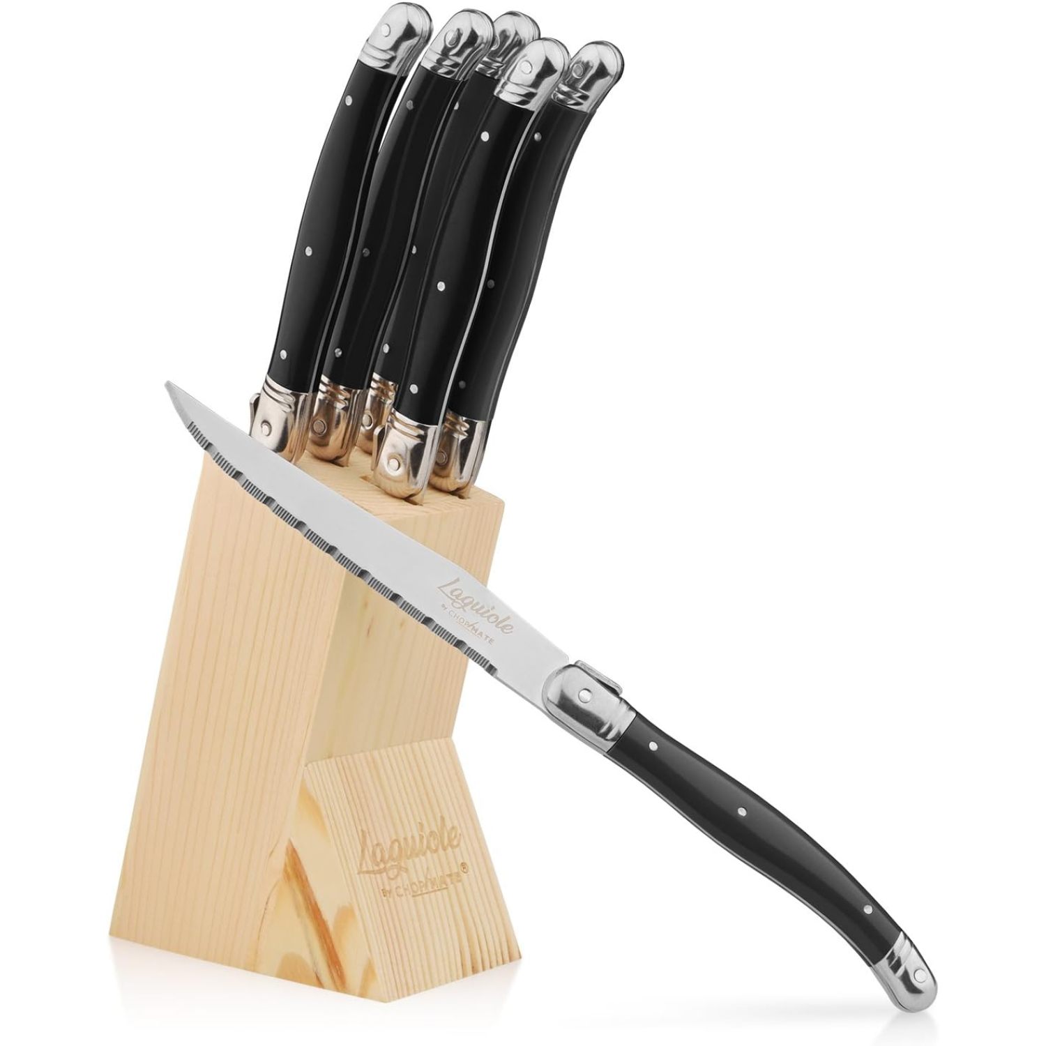 HElectQRIN Laguiole Style Stainless Steel Premium Steak Knife Set