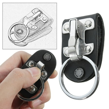 Stainless Steel Black Leather Detachable Key Chain Belt Clip Ring Holder (Best Key Ring Organizer)