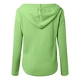 thumbnail image 4 of Women's V Neck Hoodies Long Sleeve Sweatshirt Drawstring Pullover Tops With Pocket Snap Hoodie Women Zippe Tunic Fall Clothes Women Athletic Womens Sweatshirt Hooded Zip up Sweatshirt Women Hooded Top, 4 of 4