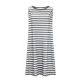 thumbnail image 6 of NXMZXB Summer Dresses for Women 2025 Loose Fit Casual Striped Sundresses Beach Cover Ups Sleeveless Crewneck Tshirt Swing Dress with Pockets Gray S, 6 of 7