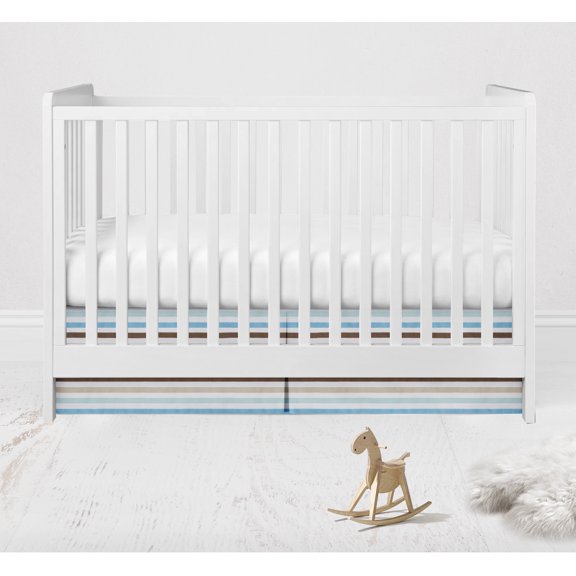 Bacati Mod Dia/Strips Aqua and Choc Stripes Crib/Toddler Bed Skirt