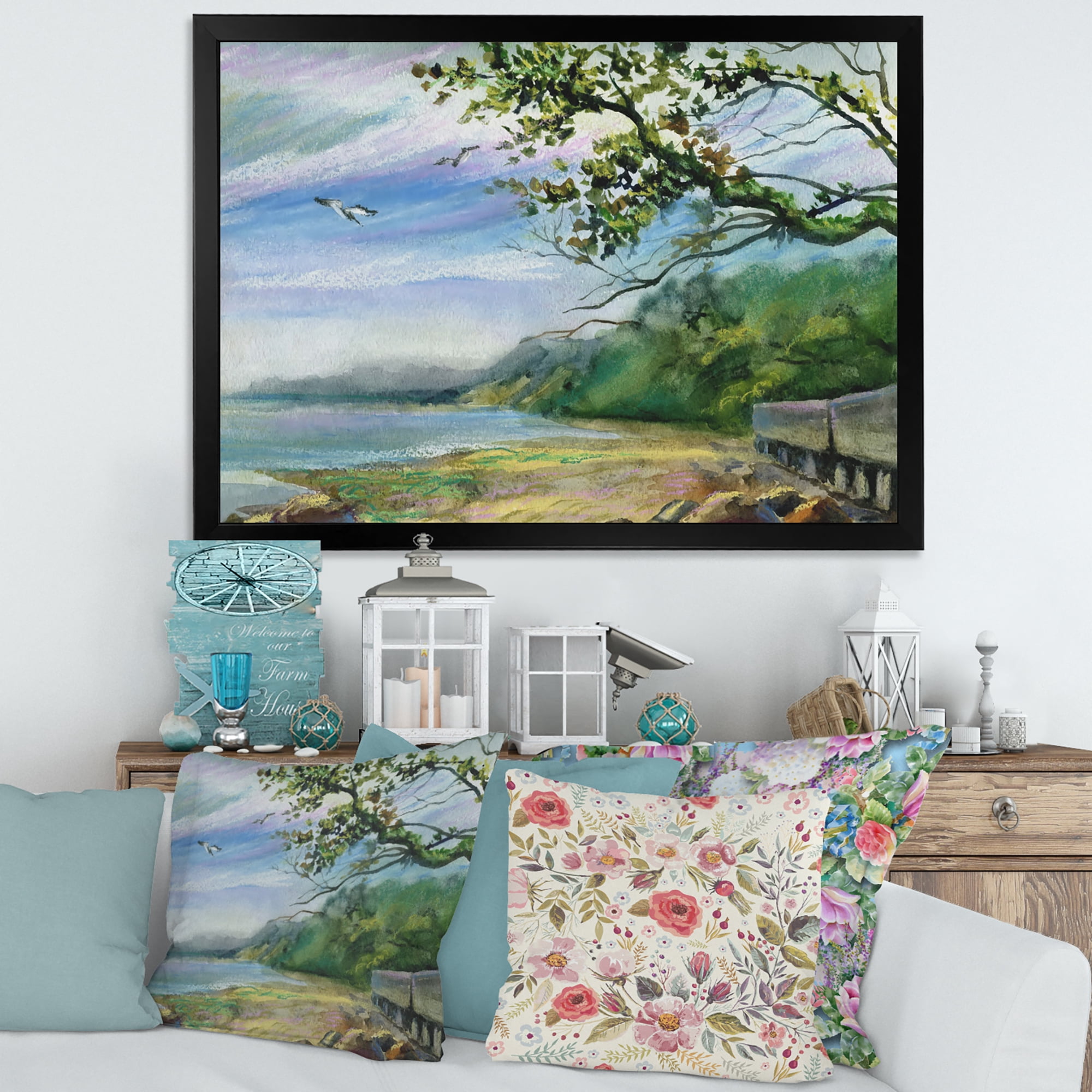 Designart 'Green Coast of The Baltic Sea' Nautical & Coastal Framed Art Print