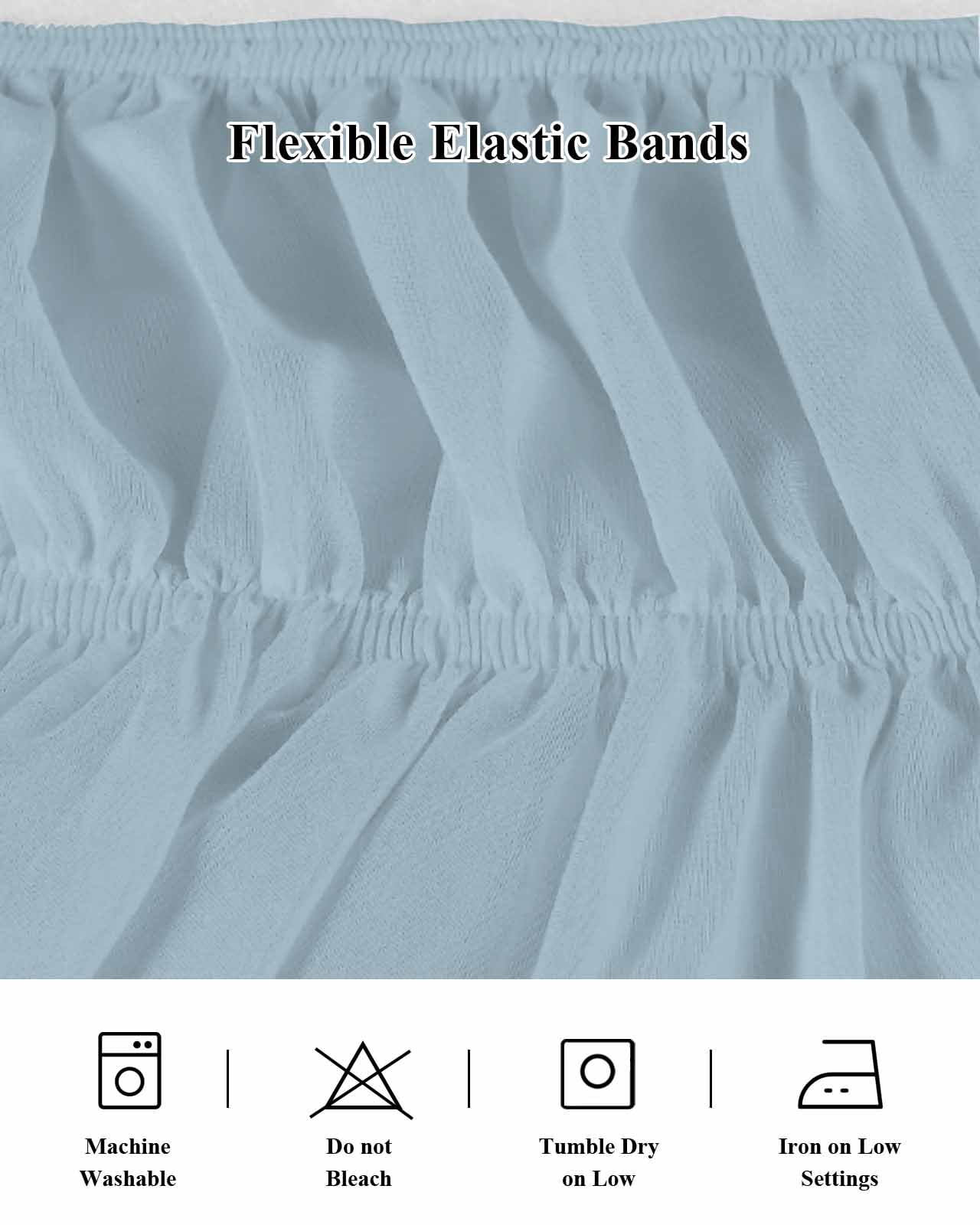 Sky Blue Bed Skirt Cal King Size, Modern Pure Winter Sky Blue Wrap Around Bed Skirting with Adjustable Elastic Strap, Dust Ruffled Pleated Bedskirts 18 Inch Drop for Bedroom Cal King Beds